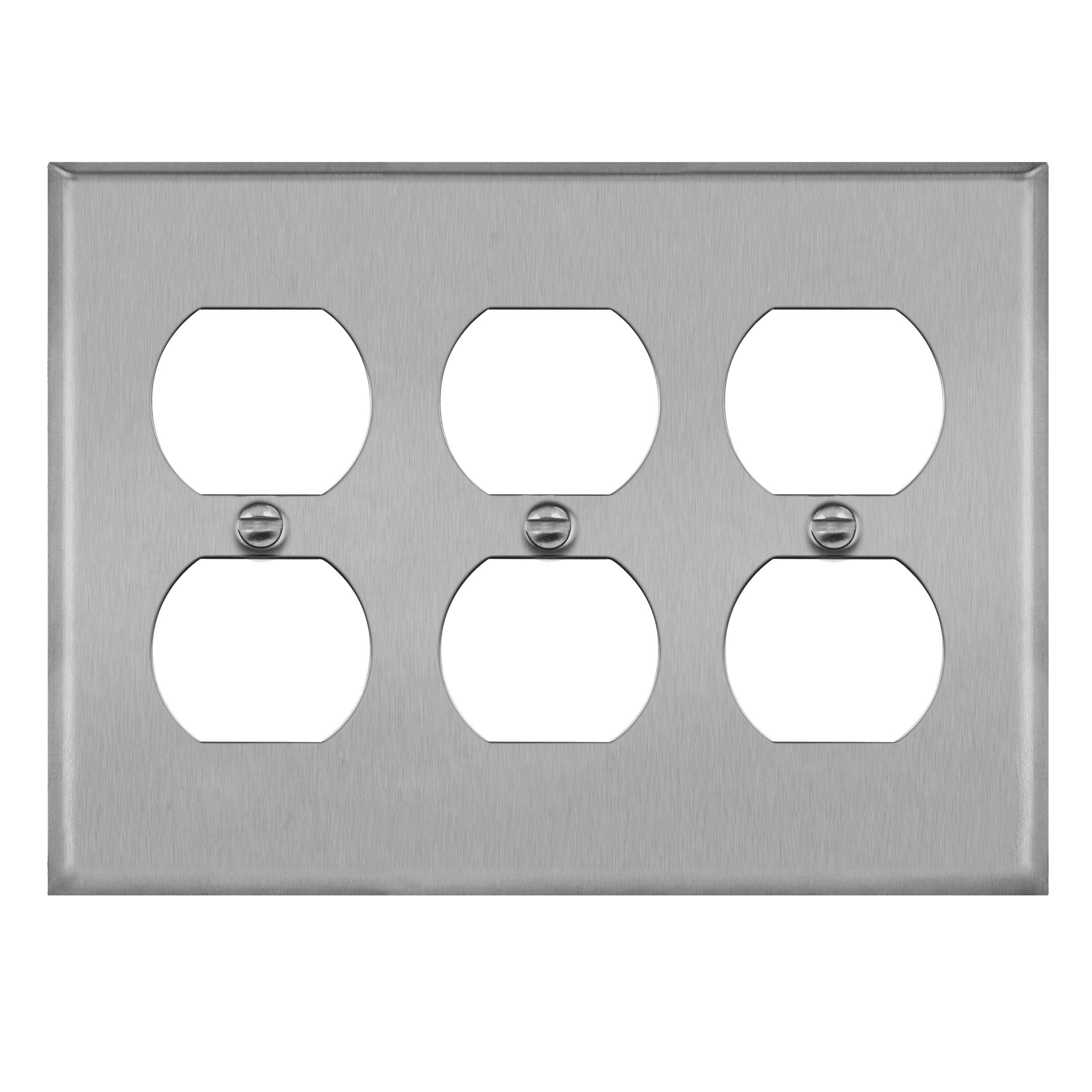 3-Gang Stainless Steel Duplex Outlet Wall Plate