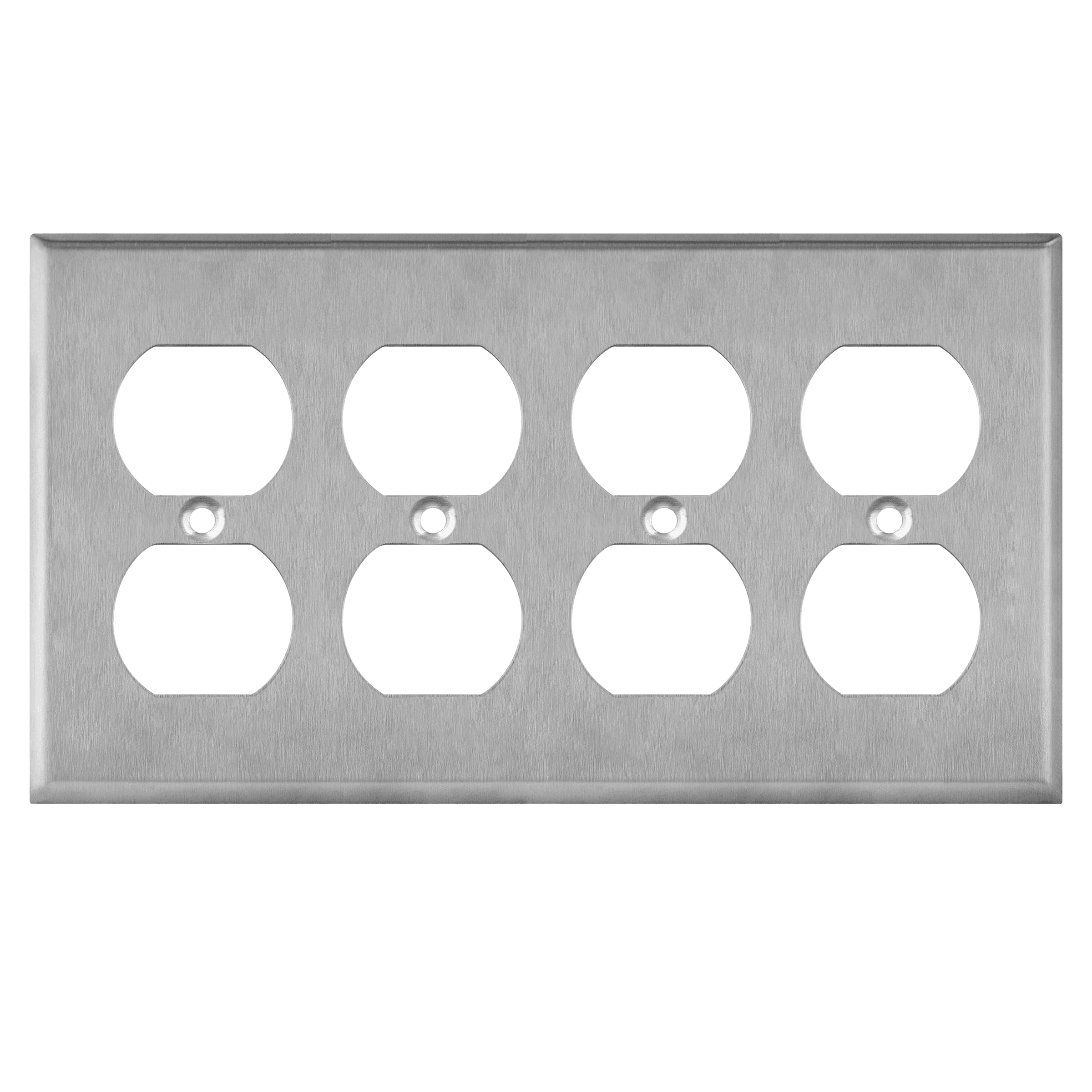 4-Gang Stainless Steel Duplex Outlet Wall Plate