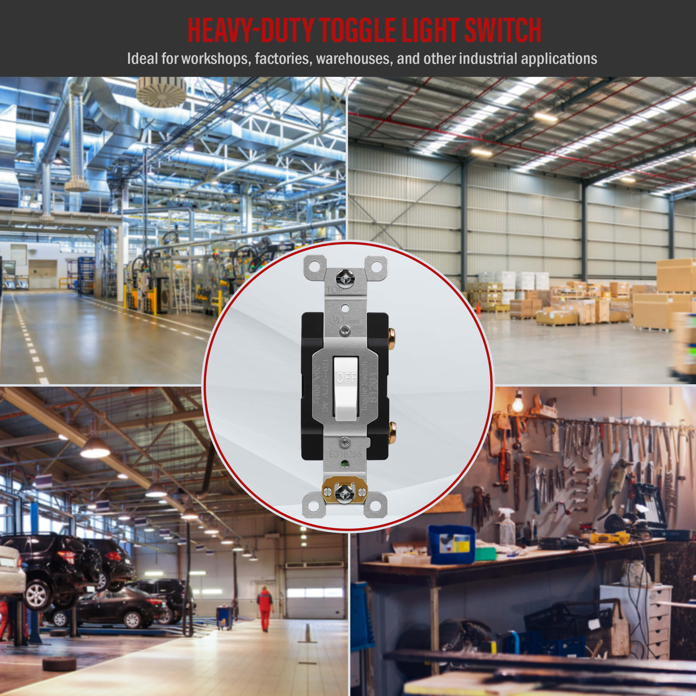 ENERLITES Toggle Light Switch, Single Pole