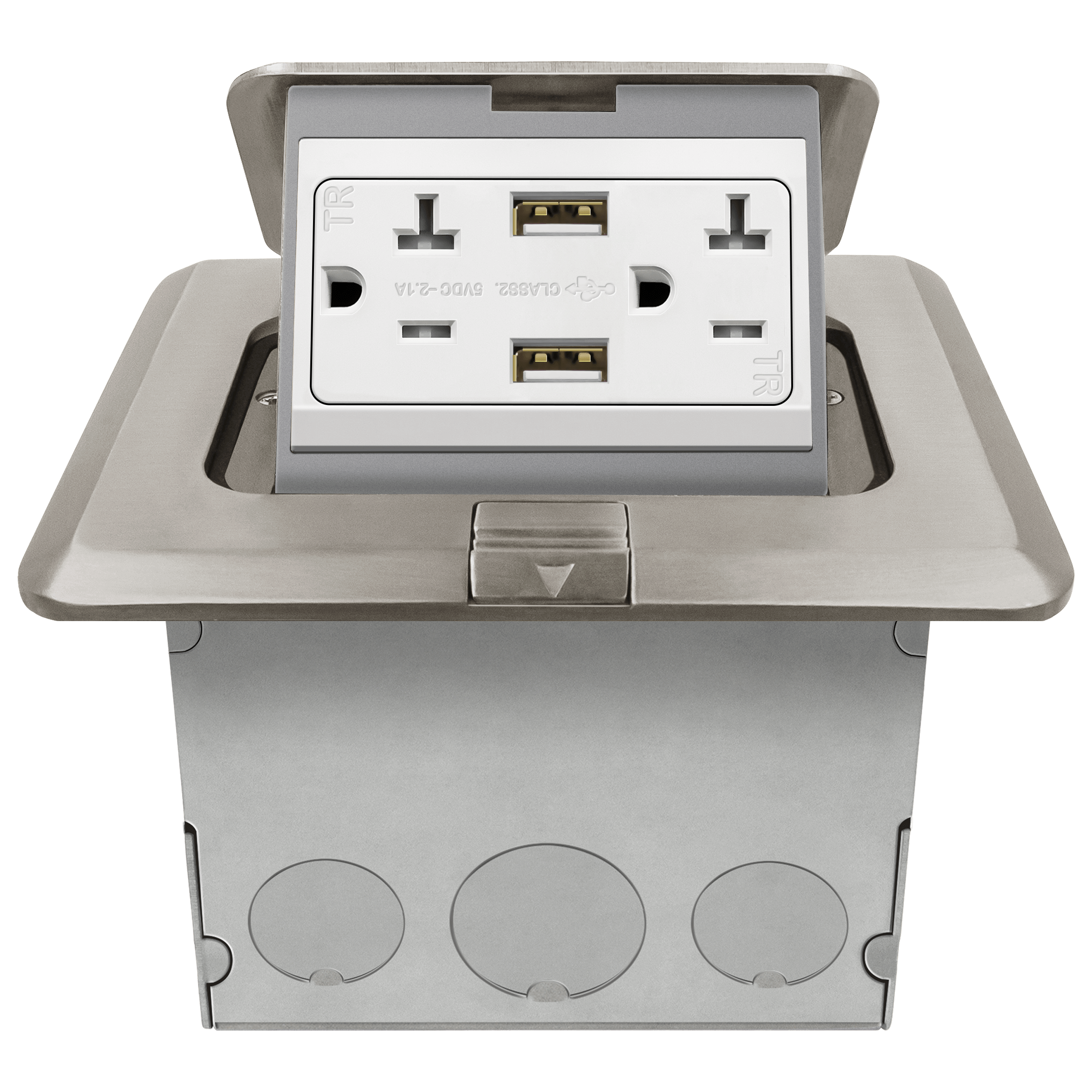 Pop-Up Square Floor Box Kit Nickel Plated Brass Cover