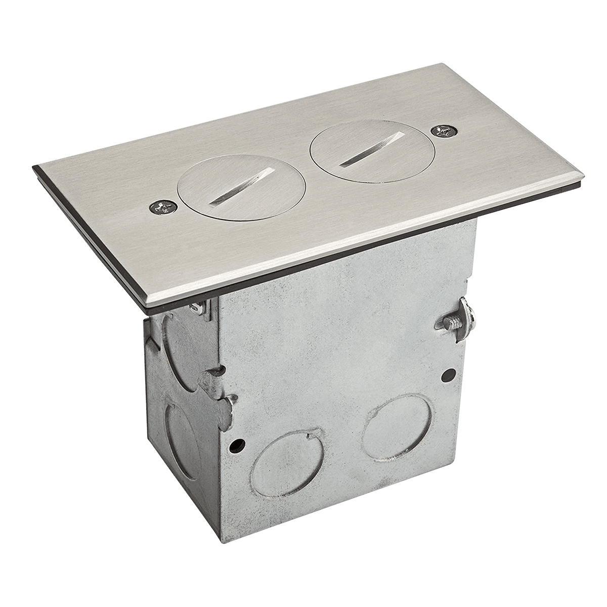 1-Gang Rectangle Coin Open Floor Box with 20A TR Duplex Receptacle