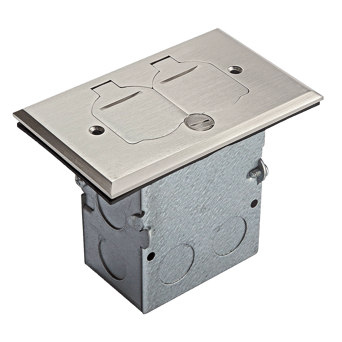 1-Gang Rectangle Dual Flip Lid Floor Box with 20A TR Duplex Receptacle