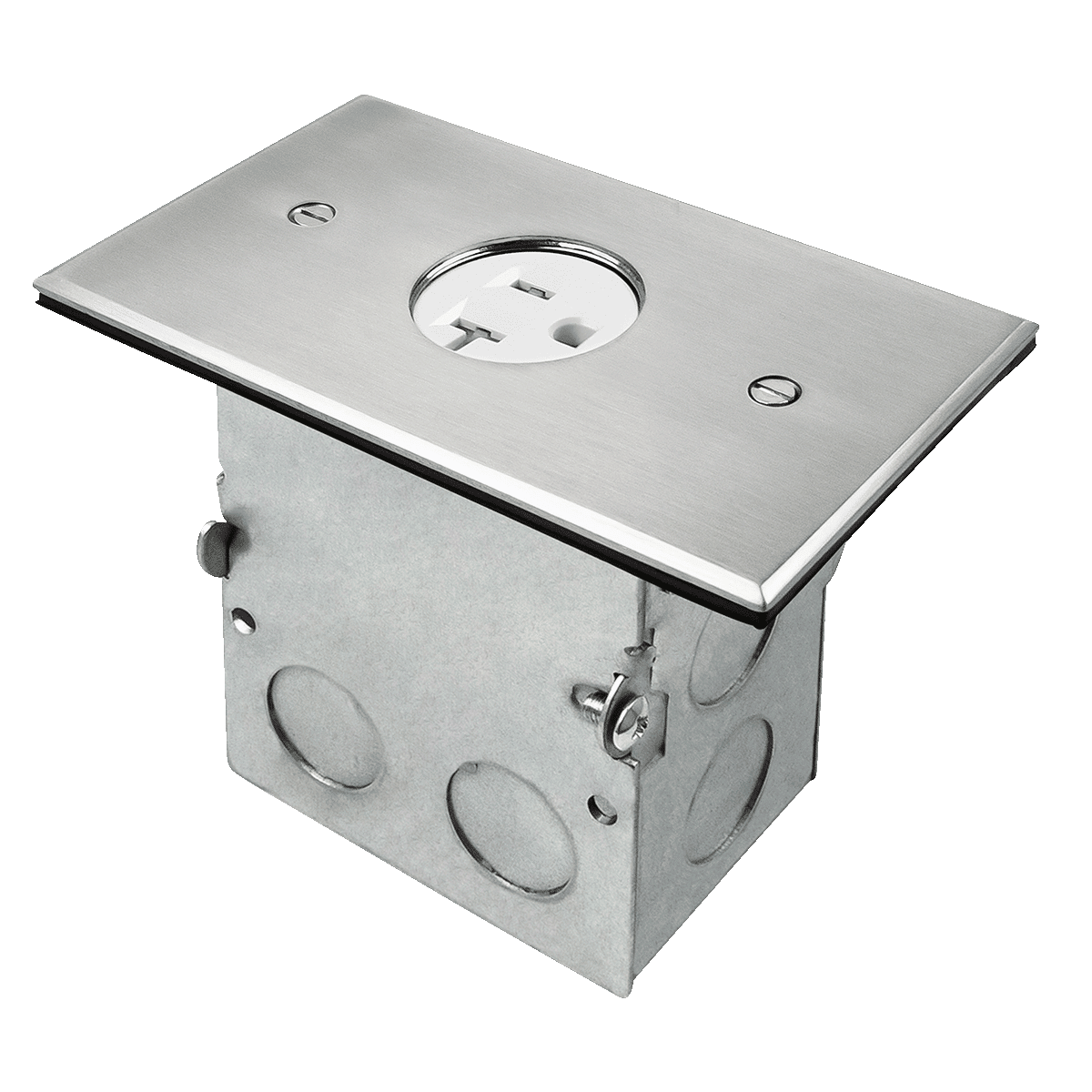 1-Gang Rectangle Coin Open Floor Box Cover with Single 20A TR Receptacle